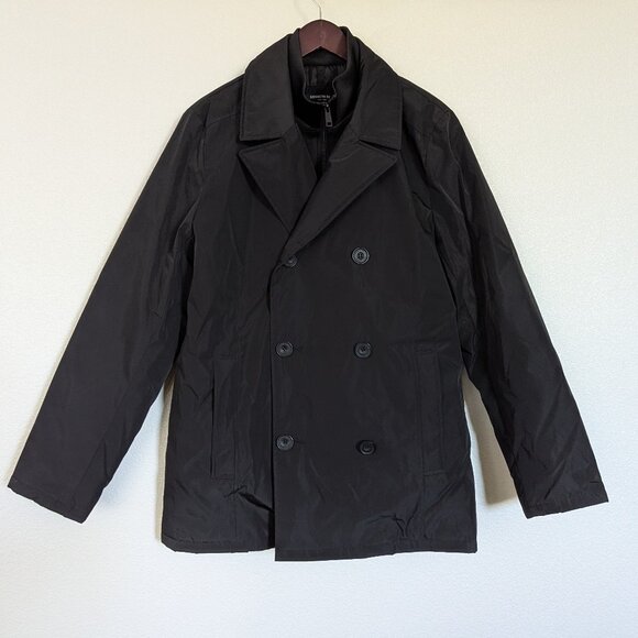Kenneth Cole Men's Double Breasted Winter Rain Peacoat Removable Bib Black L - Picture 7 of 13